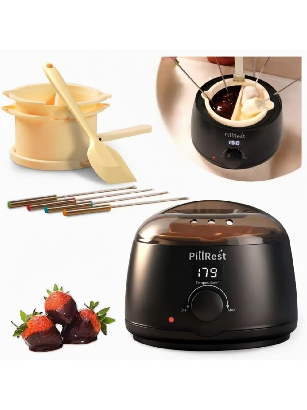 Electric Chocolate Melting Pot & Fondue Set for Candy Melts, Cake Pops